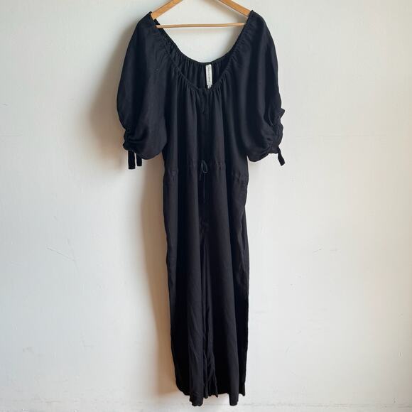 ELIZA FAULKNER Ramona Linen Jumpsuit in Black - Picture 1 of 9